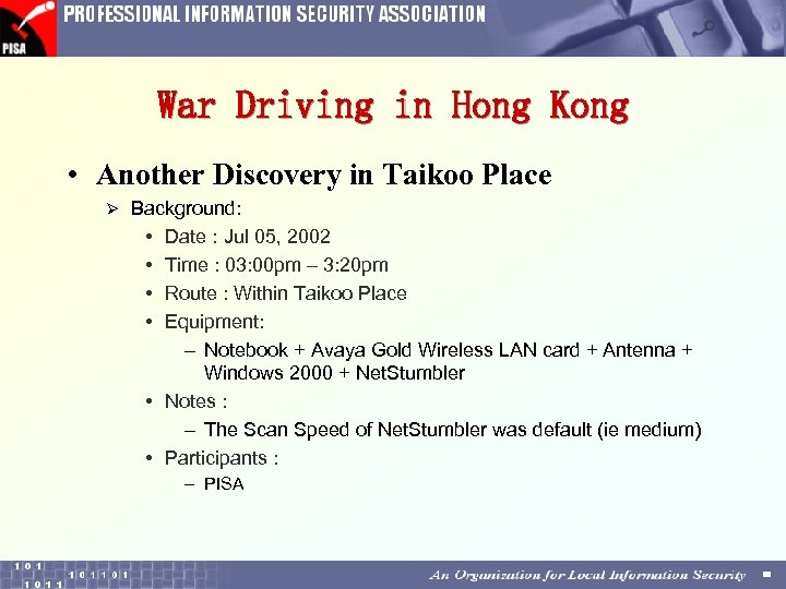 War Driving in Hong Kong • Another Discovery in Taikoo Place Ø Background: •
