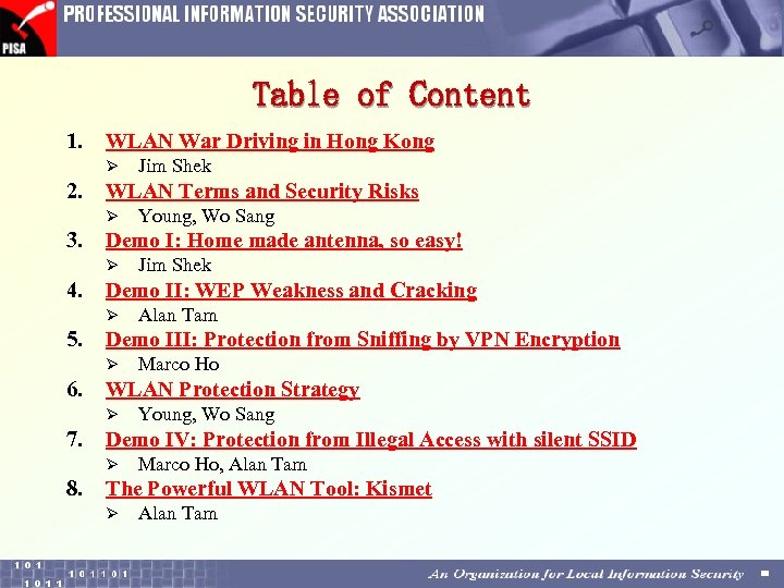 Table of Content 1. WLAN War Driving in Hong Kong Ø 2. WLAN Terms
