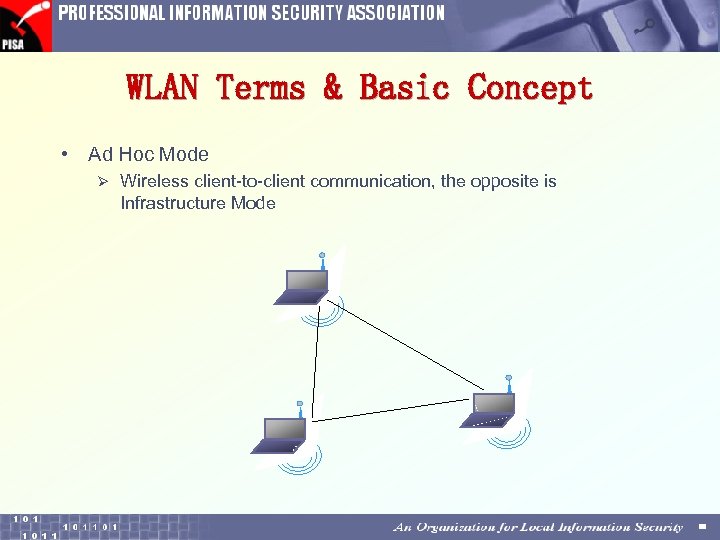WLAN Terms & Basic Concept • Ad Hoc Mode Ø Wireless client-to-client communication, the
