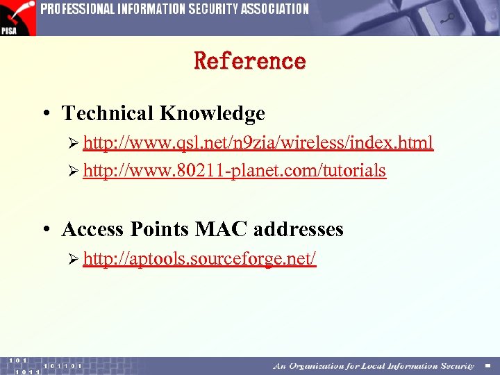 Reference • Technical Knowledge Ø http: //www. qsl. net/n 9 zia/wireless/index. html Ø http: