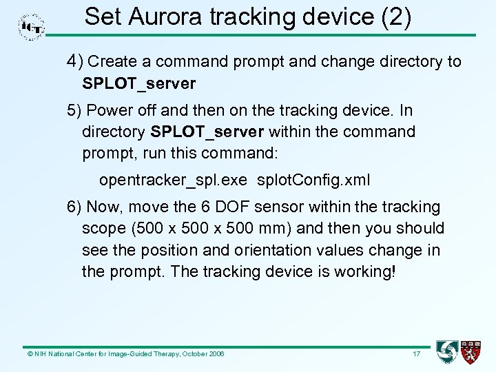 Set Aurora tracking device (2) 4) Create a command prompt and change directory to