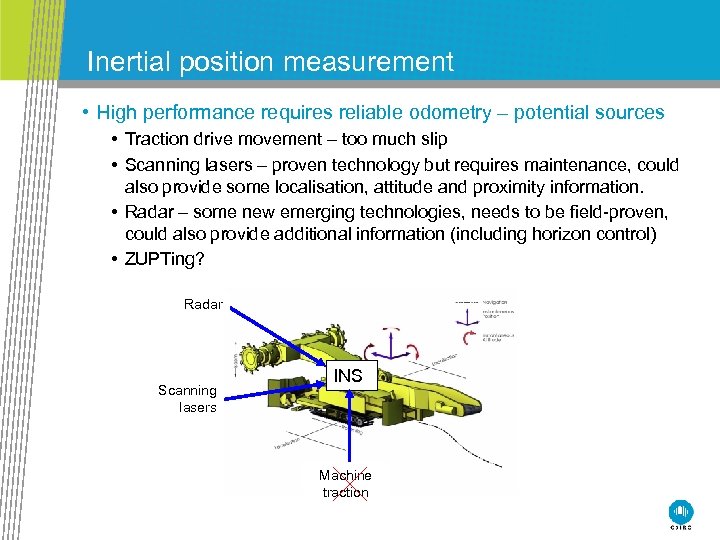 Inertial position measurement • High performance requires reliable odometry – potential sources • Traction