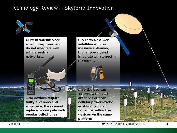 Technology Review – Skyterra Innovation Current satellites are small, low-power, and do not integrate