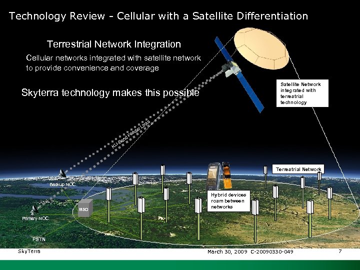Technology Review - Cellular with a Satellite Differentiation Terrestrial Network Integration Cellular networks integrated