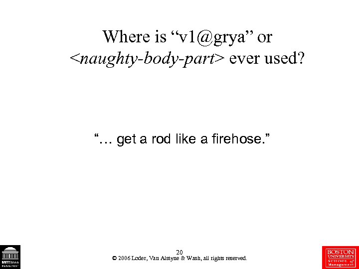 Where is “v 1@grya” or <naughty-body-part> ever used? “… get a rod like a