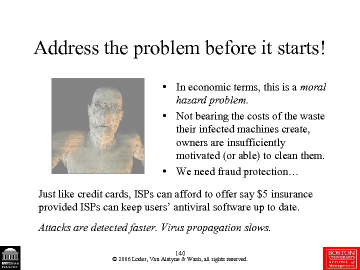 Address the problem before it starts! • In economic terms, this is a moral