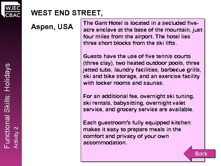WEST END STREET, The Gant Hotel is located in a secluded fiveacre enclave at