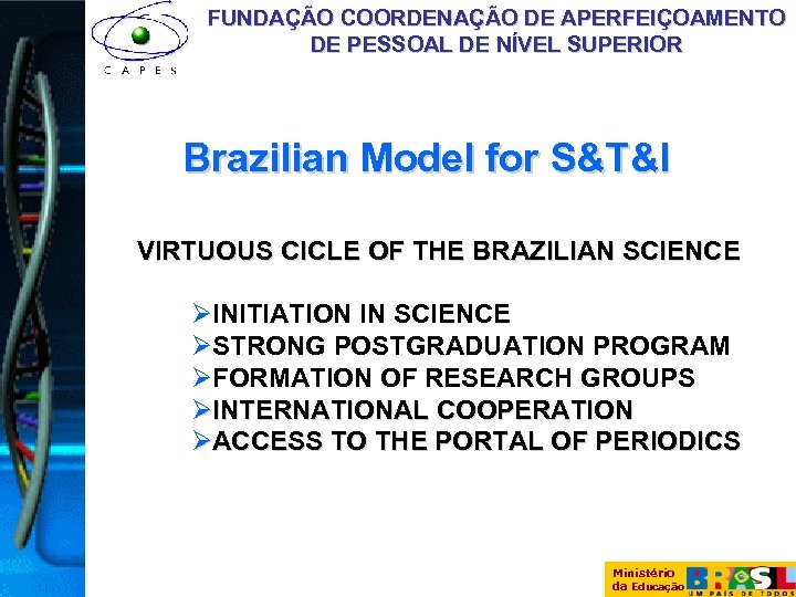 FUNDAÇÃO COORDENAÇÃO DE APERFEIÇOAMENTO DE PESSOAL DE NÍVEL SUPERIOR Brazilian Model for S&T&I VIRTUOUS