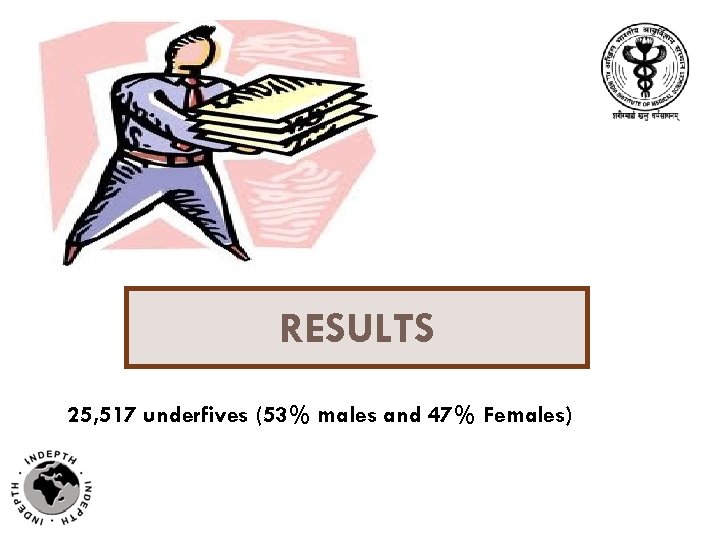 RESULTS 25, 517 underfives (53% males and 47% Females) 