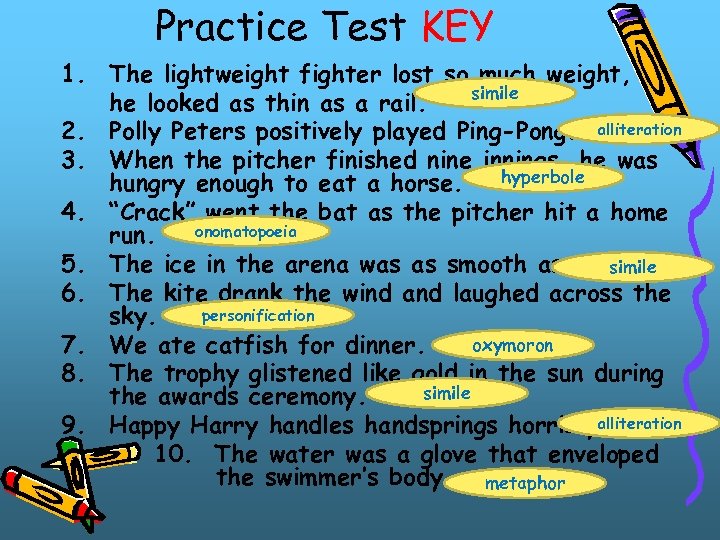 Practice Test KEY 1. The lightweight fighter lost so much weight, simile he looked