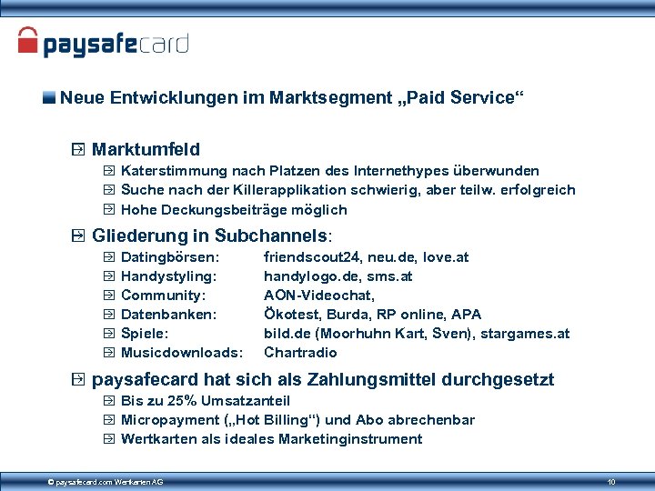 Neue Entwicklungen im Marktsegment „Paid Service“ Marktumfeld Katerstimmung nach Platzen des Internethypes überwunden Suche