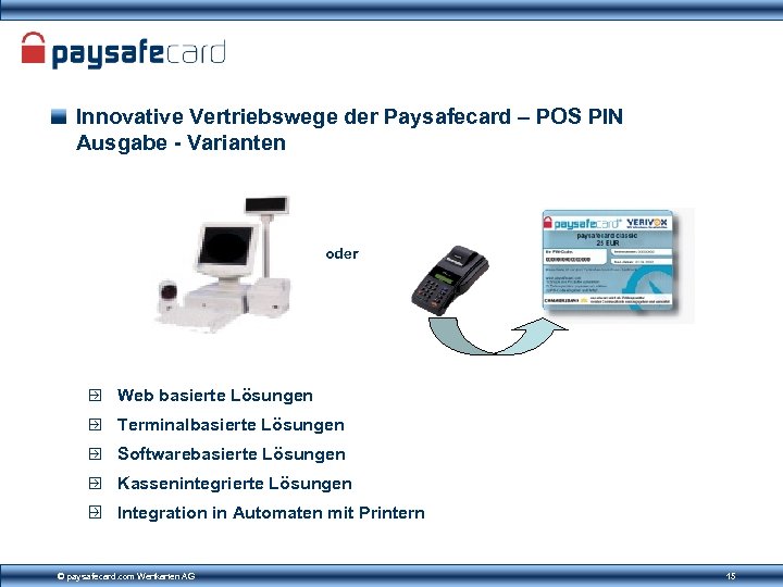 Innovative Vertriebswege der Paysafecard – POS PIN Ausgabe - Varianten oder Web basierte Lösungen