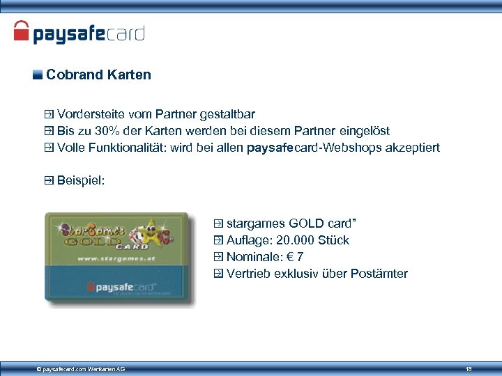 Cobrand Karten Vordersteite vom Partner gestaltbar Bis zu 30% der Karten werden bei diesem