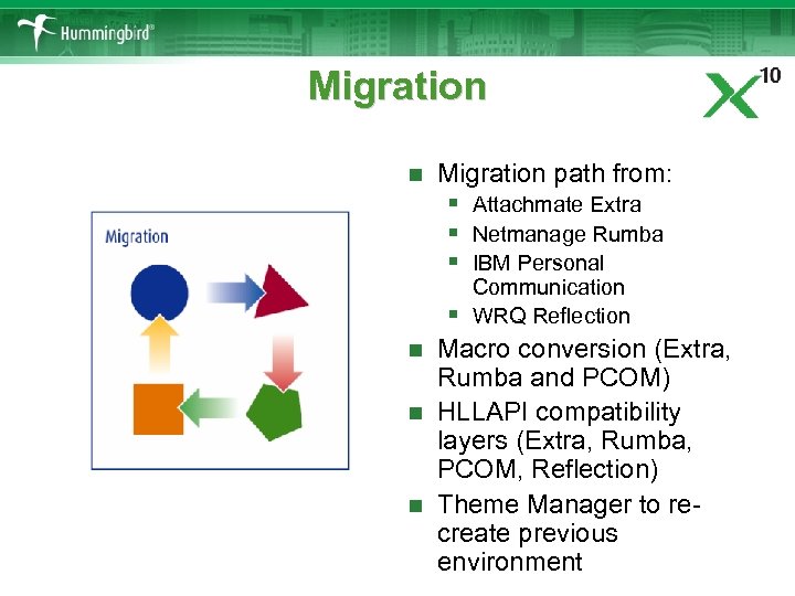 Migration n Migration path from: § Attachmate Extra § Netmanage Rumba § IBM Personal