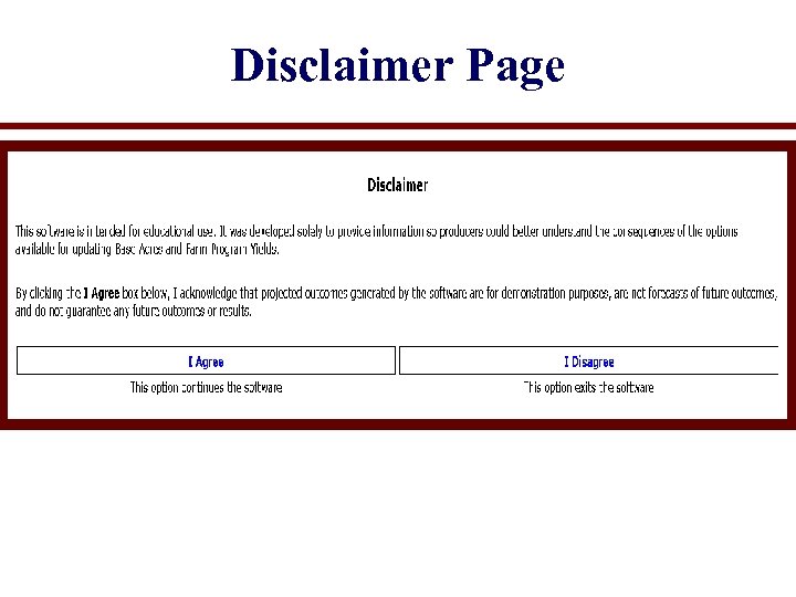 Disclaimer Page 