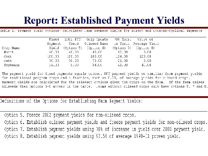 Report: Established Payment Yields 