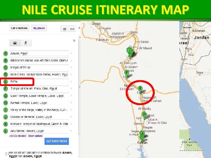 NILE CRUISE ITINERARY MAP 57 