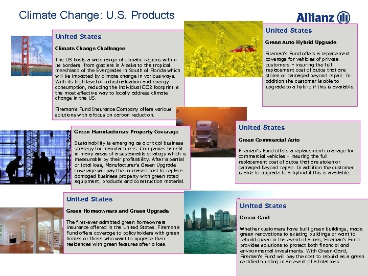 Climate Change: U. S. Products United States Climate Change Challenges The US hosts a