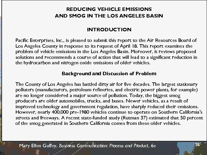 REDUCING VEHICLE EMISSIONS AND SMOG IN THE LOS ANGELES BASIN Analytical Report—Manuscript Format INTRODUCTION