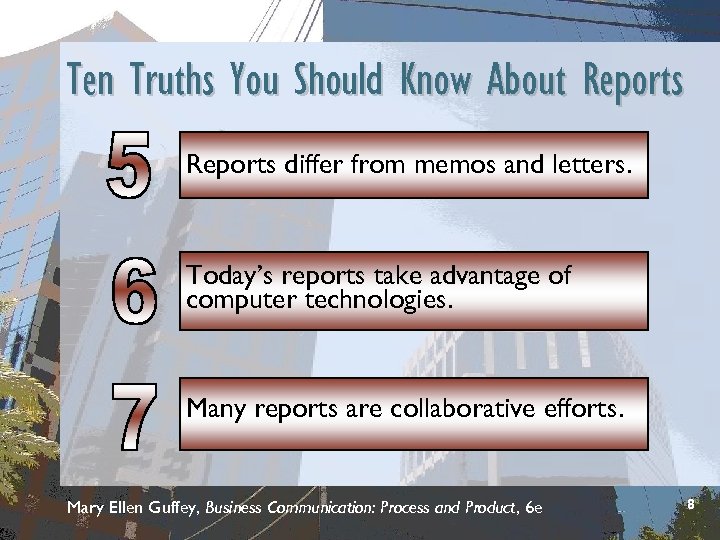 Ten Truths You Should Know About Reports differ from memos and letters. Today’s reports