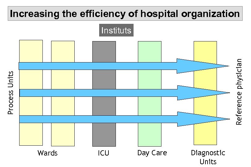 Increasing the efficiency of hospital organization Process Units Reference physician Instituts Wards ICU Day