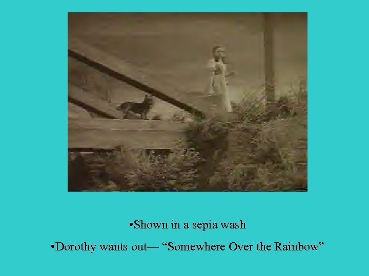  • Shown in a sepia wash • Dorothy wants out— “Somewhere Over the