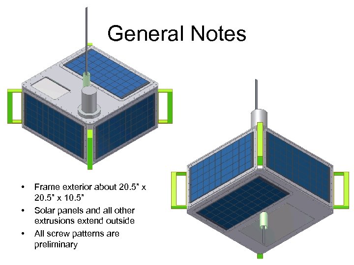 General Notes • • • Frame exterior about 20. 5” x 10. 5” Solar