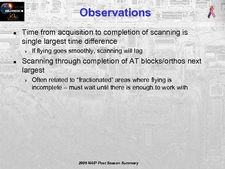 Observations n Time from acquisition to completion of scanning is single largest time difference