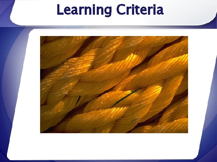 Learning Criteria 