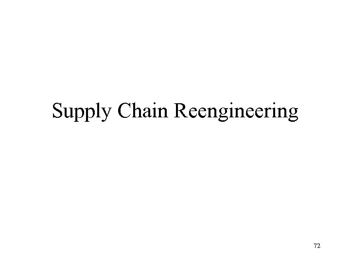 Supply Chain Reengineering 72 