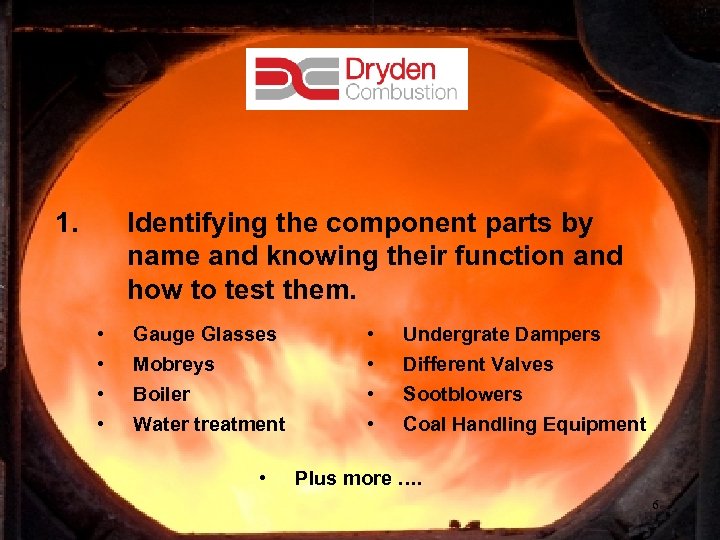 1. Identifying the component parts by name and knowing their function and how to