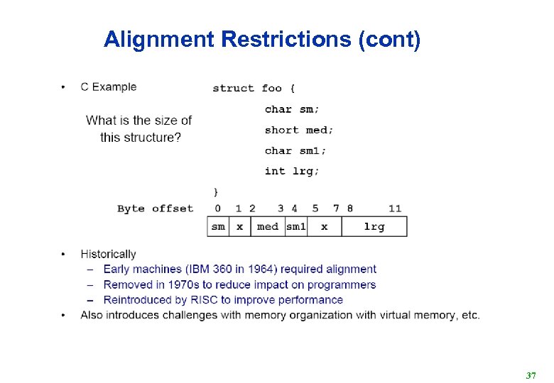 Alignment Restrictions (cont) 37 