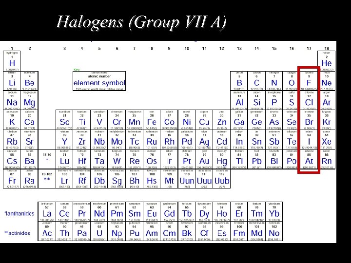 Halogens (Group VII A) 