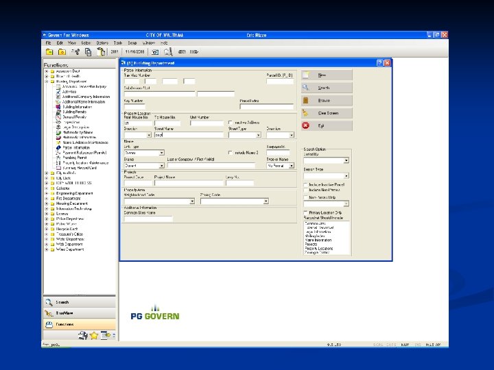 Department Function Menu 