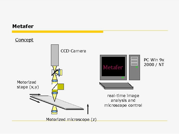 Metafer Concept CCD Camera Metafer Motorized stage (x, y) real-time image analysis and microscope