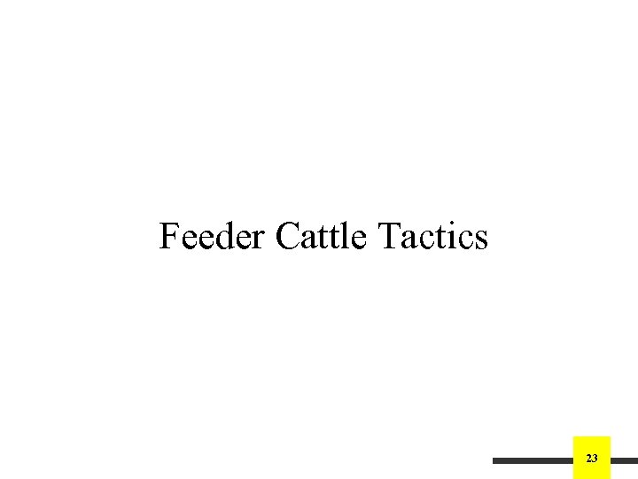 Feeder Cattle Tactics 23 