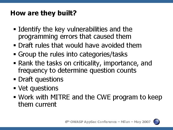 How are they built? Identify the key vulnerabilities and the programming errors that caused