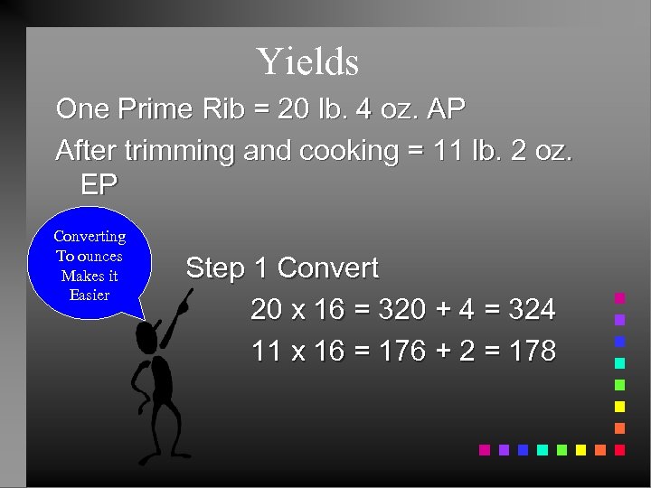 Yields One Prime Rib = 20 lb. 4 oz. AP After trimming and cooking