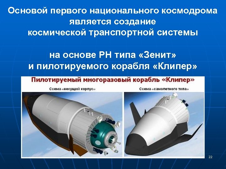Основой первого национального космодрома является создание космической транспортной системы на основе РН типа «Зенит»