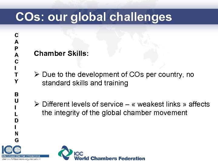 COs: our global challenges C A P A C I T Y B U