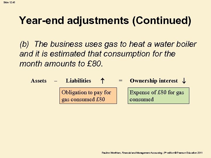 Slide 12. 45 Year-end adjustments (Continued) (b) The business uses gas to heat a