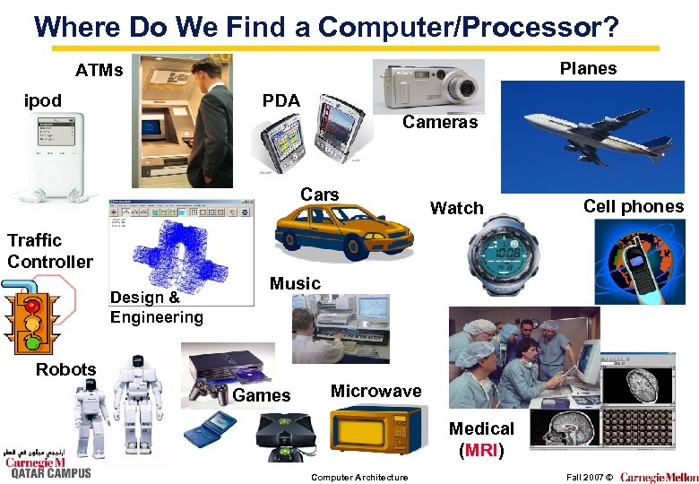 Where Do We Find a Computer/Processor? Planes ATMs ipod PDA Cameras Cars Watch Cell