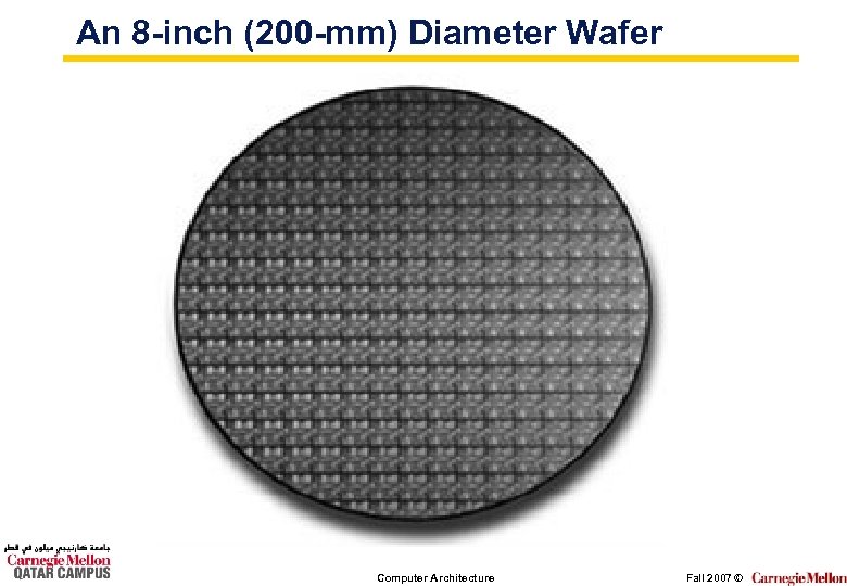 An 8 -inch (200 -mm) Diameter Wafer Computer Architecture Fall 2007 © 