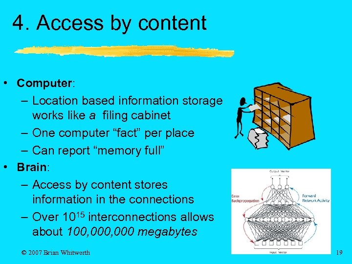 4. Access by content • Computer: – Location based information storage works like a