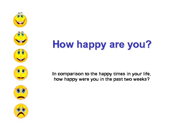 How happy are you? In comparison to the happy times in your life, how