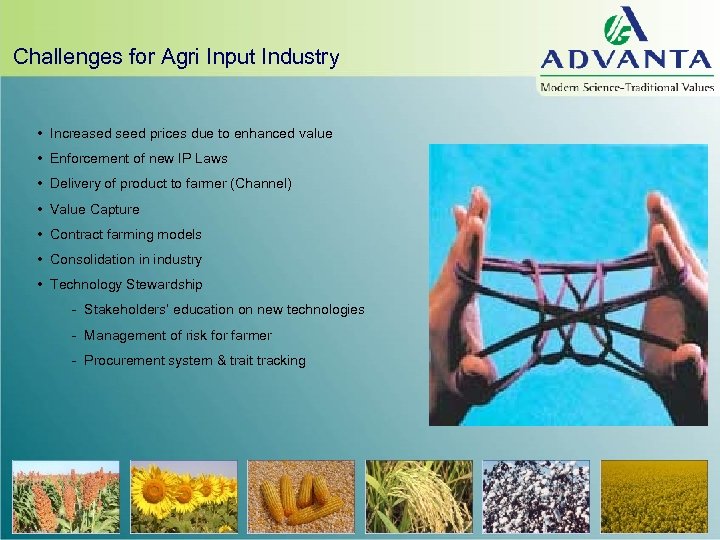 Challenges for Agri Input Industry • Increased seed prices due to enhanced value •