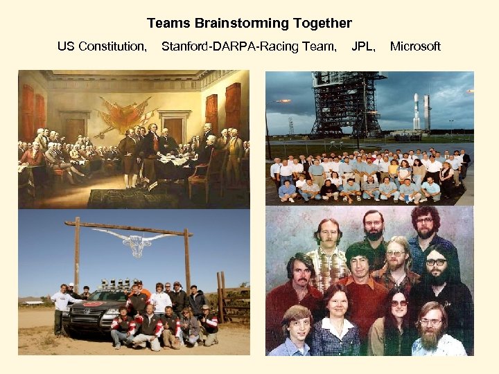 Teams Brainstorming Together US Constitution, Stanford-DARPA-Racing Team, JPL, Microsoft 