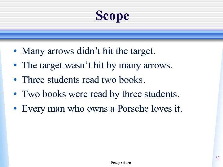 Scope • • • Many arrows didn’t hit the target. The target wasn’t hit