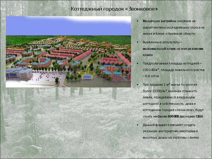 Коттеджный городок «Звонковое» • Концепция застройки основана на маркетинговых исследованиях спроса на жилье в