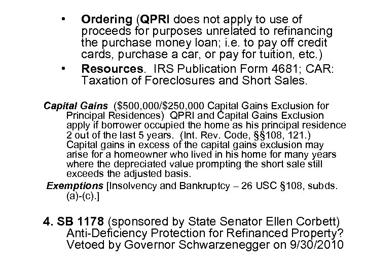  • • Ordering (QPRI does not apply to use of proceeds for purposes
